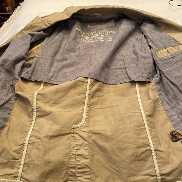Jeremiah American Legacy Tan cotton lined Blazer flap pockets Mens Size Large L - Picture 7 of 11